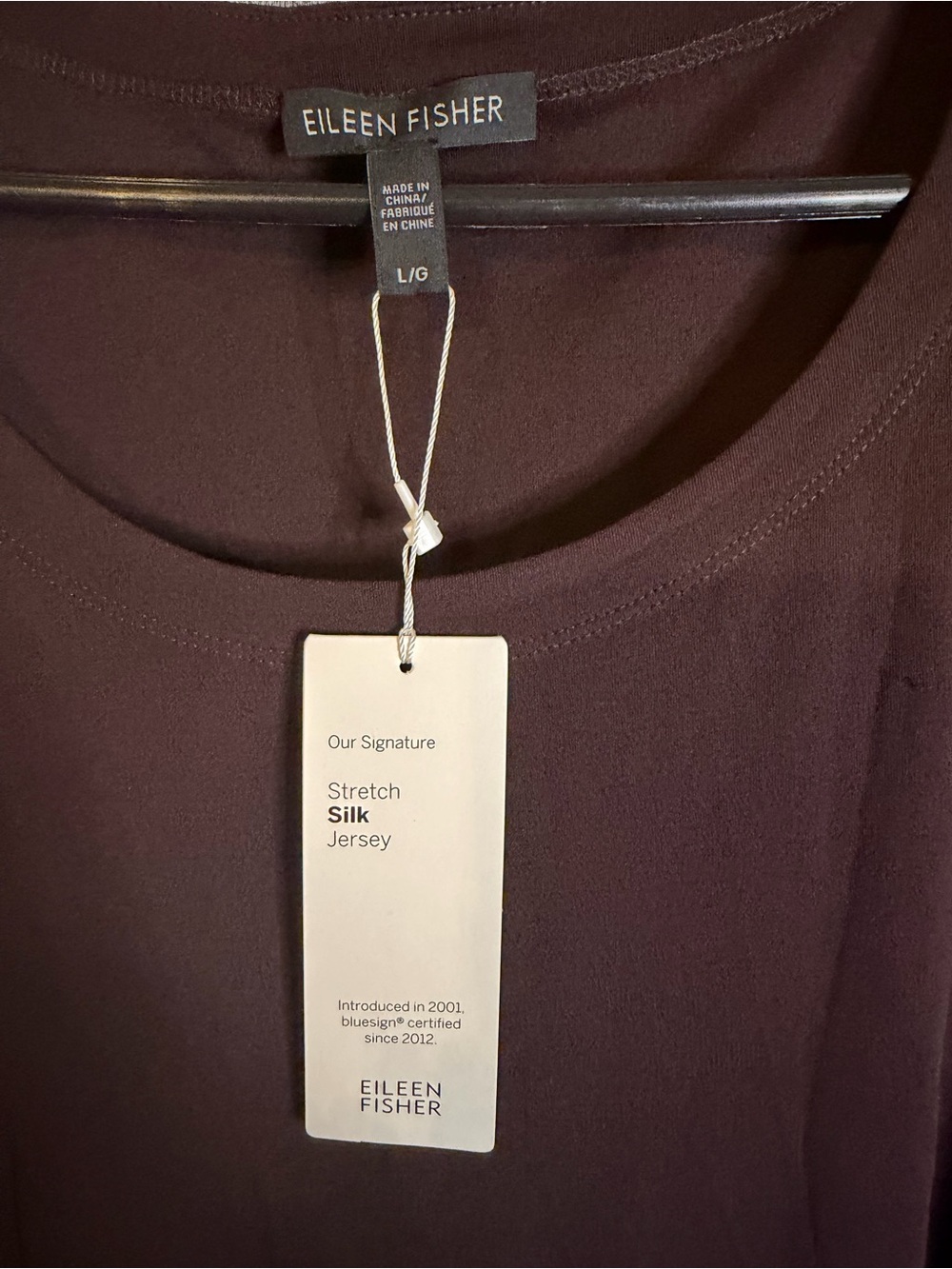 Eileen Fisher Brown Long Sleeve Scoop Neck Tunic - Picture 3 of 6